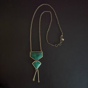Lucky Brand 🍀 Long Necklace, gently worn. Gorgeous green and gold tone.